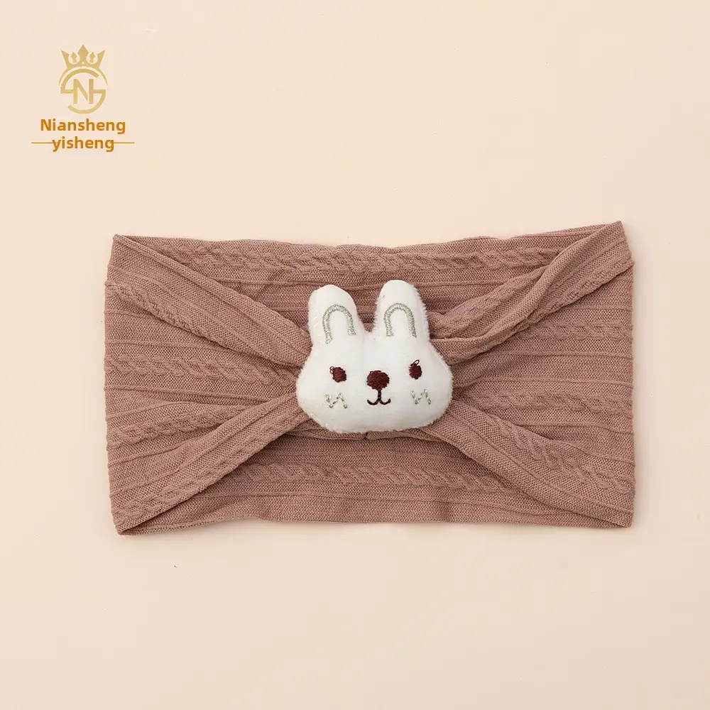 White Rabbit Elastic Baby Headband with Fontanelle - Image 4
