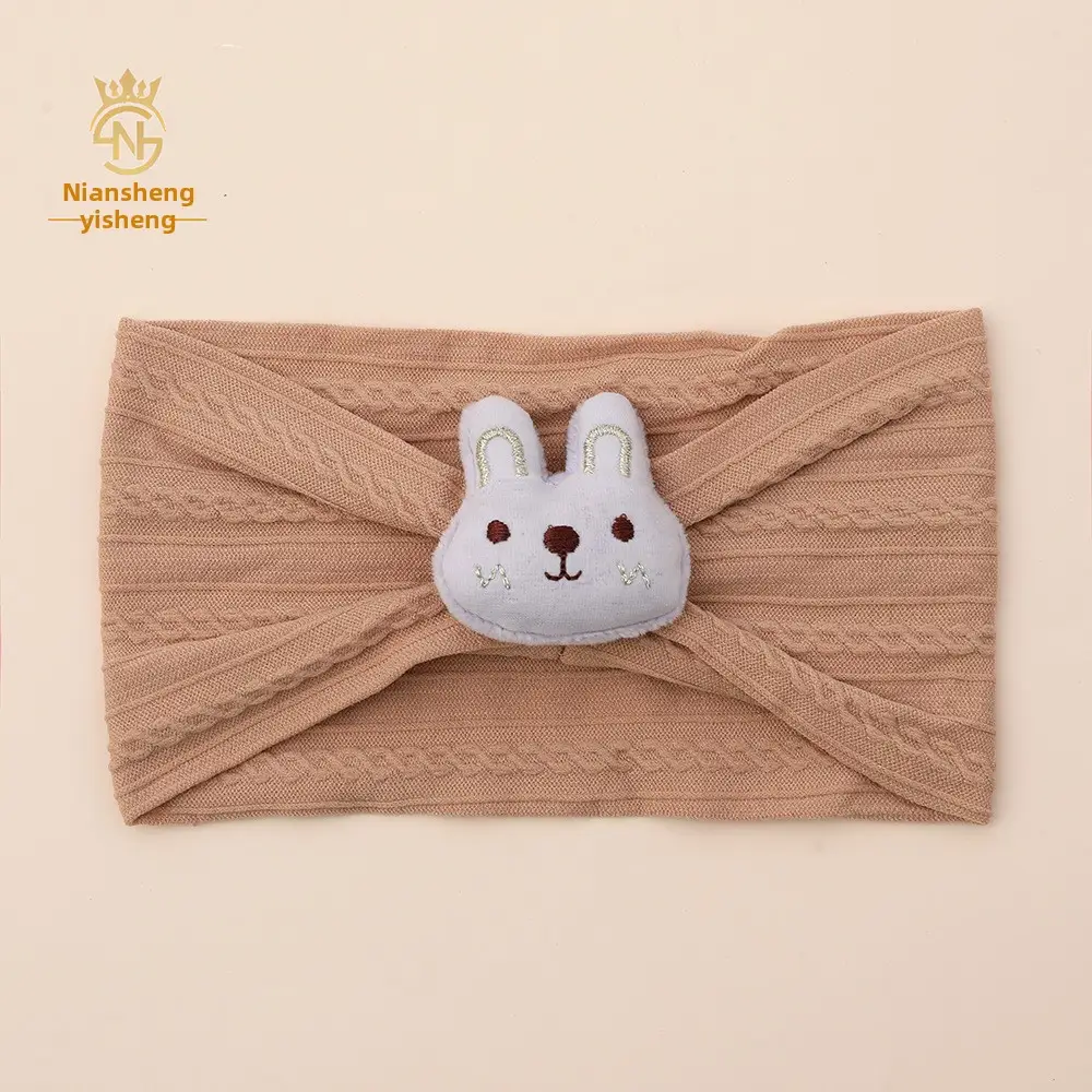 White Rabbit Elastic Baby Headband with Fontanelle - Image 5