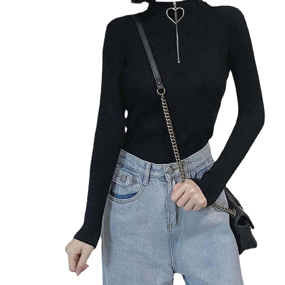 Women's Vintage Zipper Half Collar Blouse Top - Image 13