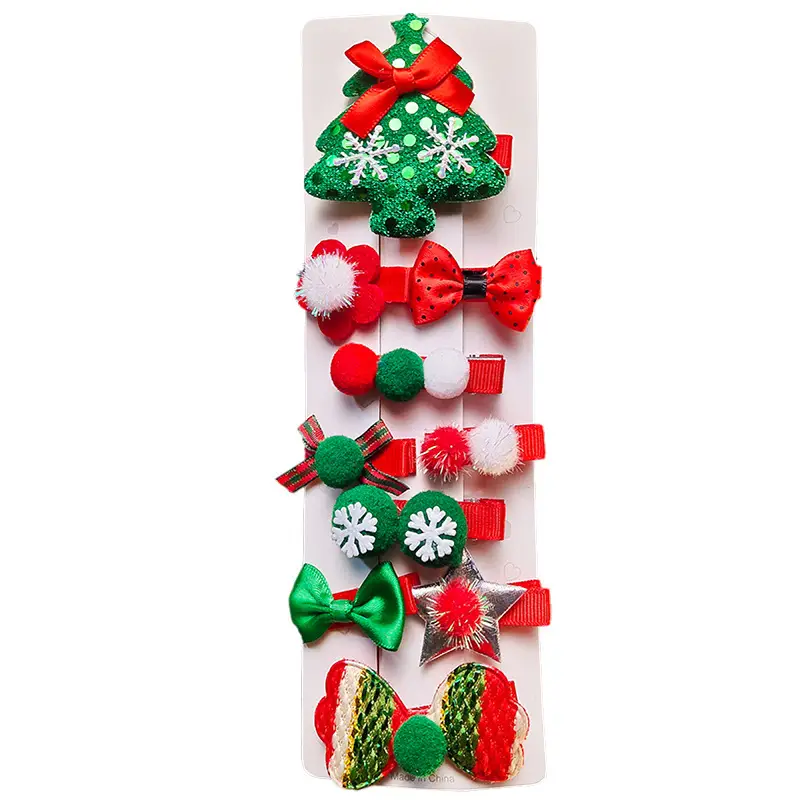 Christmas Hairpins Set for Girls Red Green Sequins - Image 13