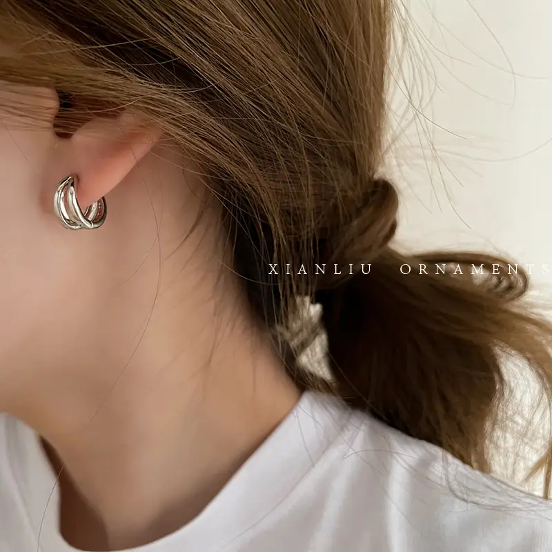 Cold Wind Double Circle Earrings for Women - Image 2