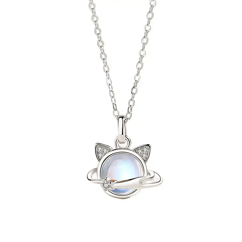 Korean Style Moonstone Cat Necklace for Women - Image 5