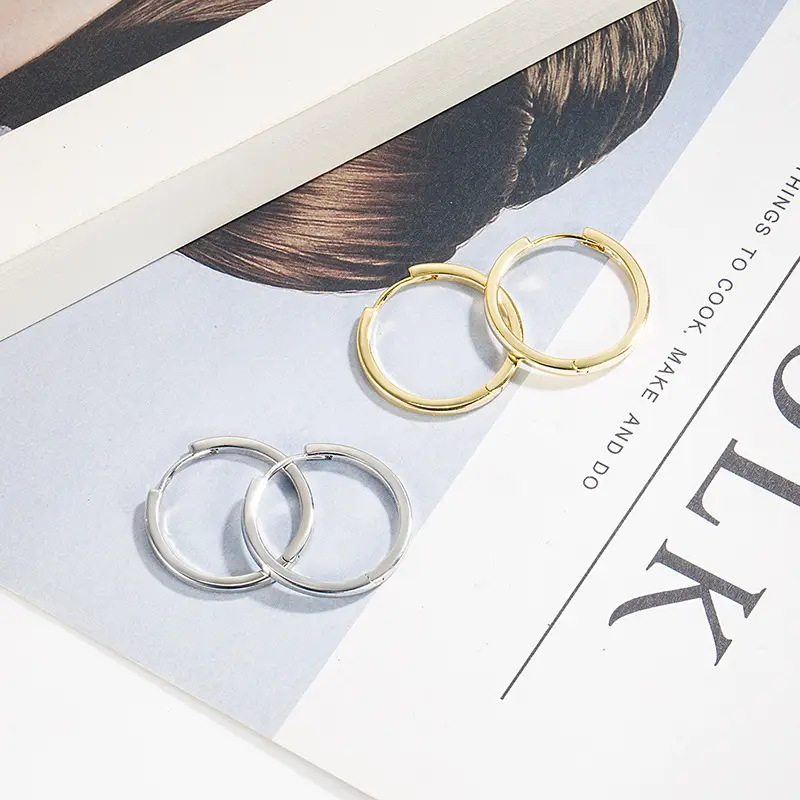 Gold Plain Hoop Earrings for Women - Image 4