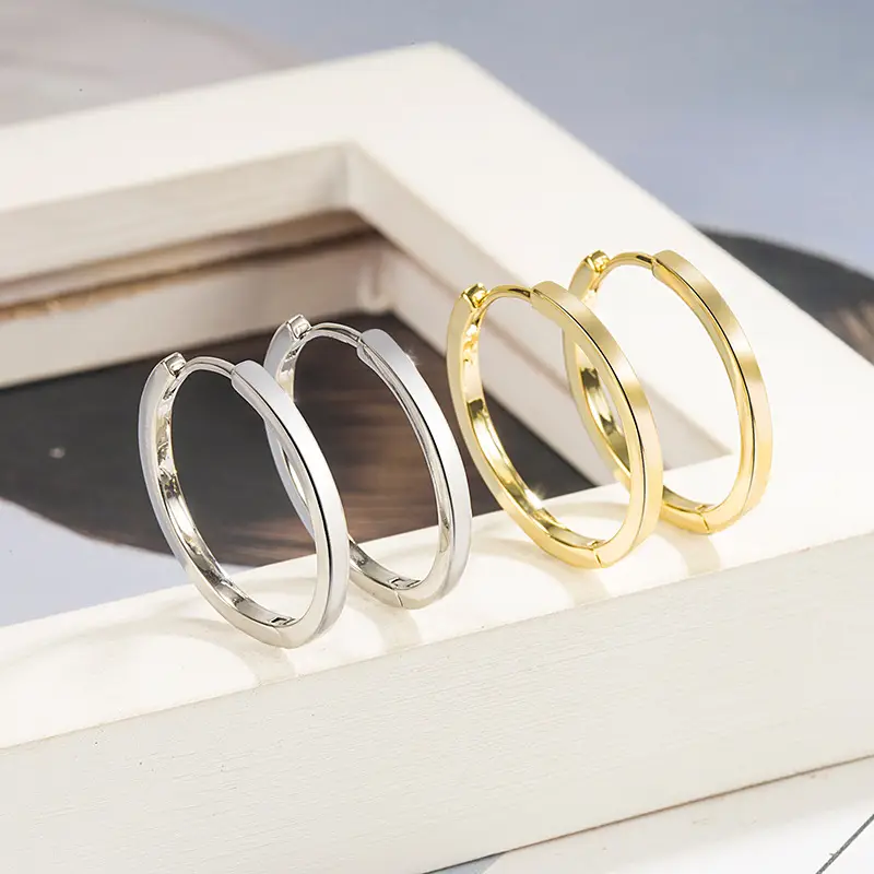 Gold Plain Hoop Earrings for Women - Image 5