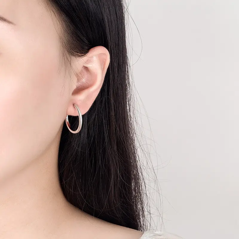 Gold Plain Hoop Earrings for Women - Image 7