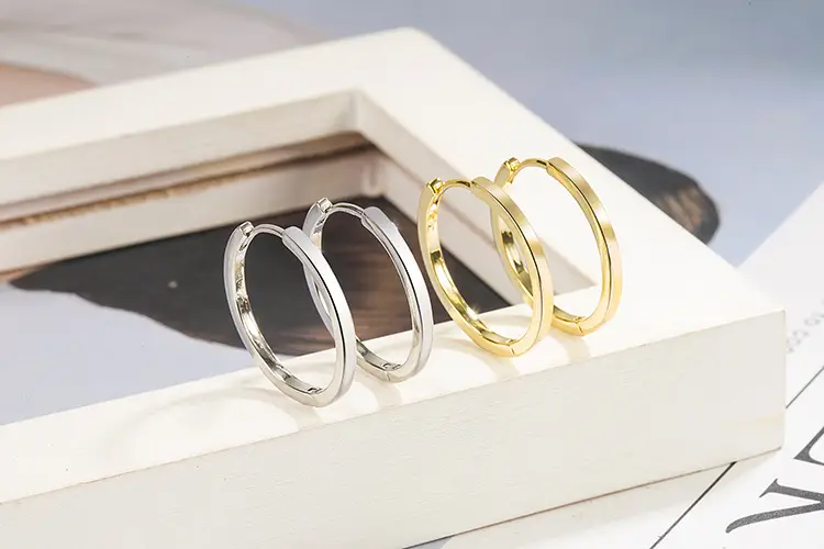 Gold Plain Hoop Earrings for Women — feature 1