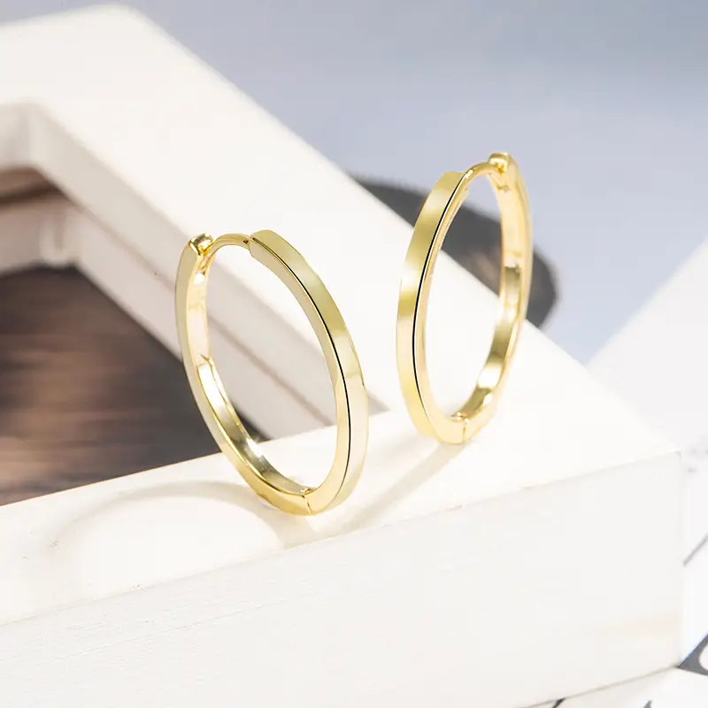 Gold Plain Hoop Earrings for Women - Image 2