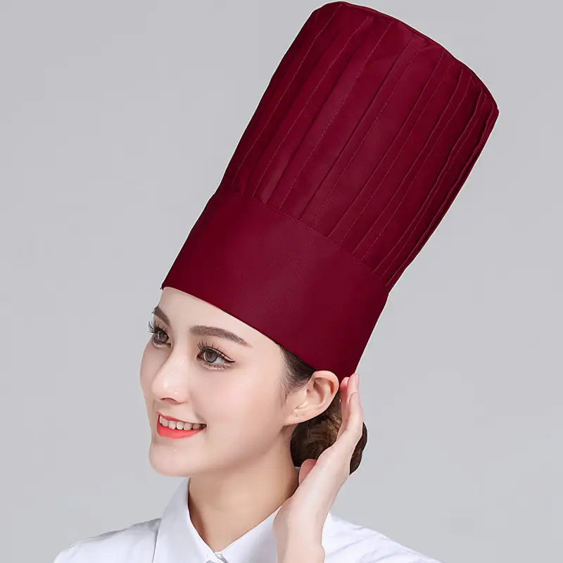Extra High Chef Work Cap Cotton Thickened White Hotel Chef Kitchen Mushroom Cap Western Restaurant with elastic - Image 29