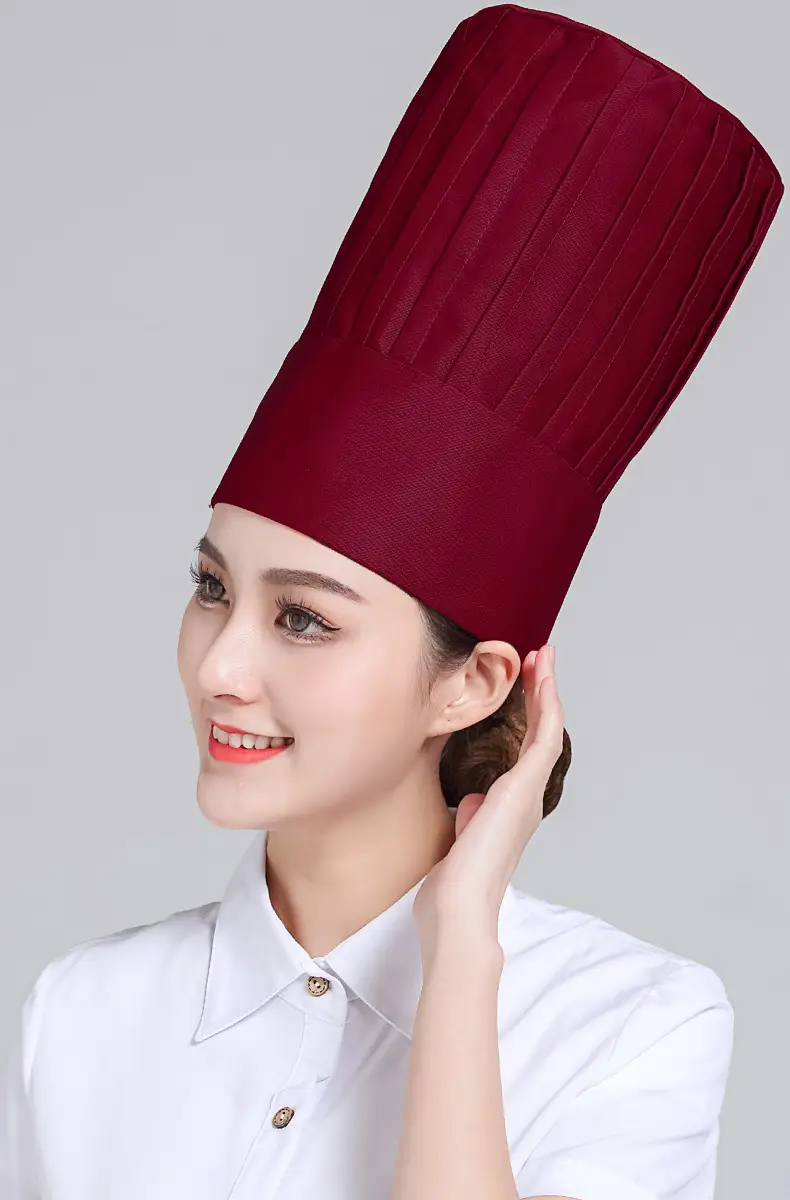 Extra High Chef Work Cap Cotton Thickened White Hotel Chef Kitchen Mushroom Cap Western Restaurant with elastic — feature 10