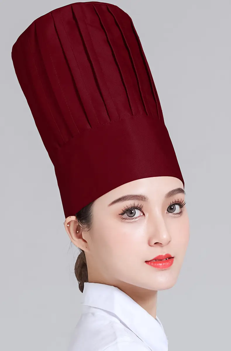Extra High Chef Work Cap Cotton Thickened White Hotel Chef Kitchen Mushroom Cap Western Restaurant with elastic — feature 11