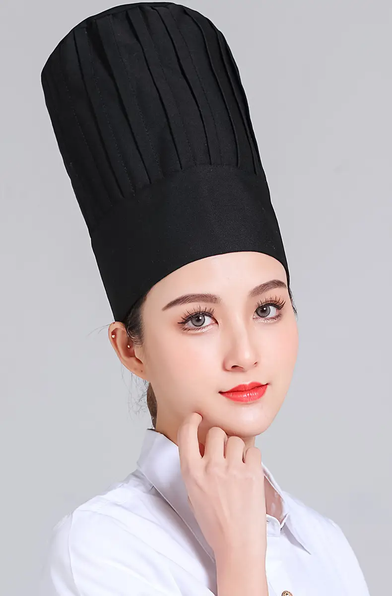 Extra High Chef Work Cap Cotton Thickened White Hotel Chef Kitchen Mushroom Cap Western Restaurant with elastic — feature 12