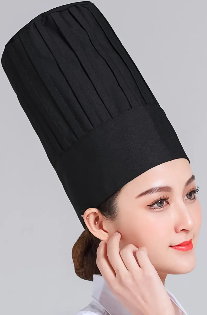 Extra High Chef Work Cap Cotton Thickened White Hotel Chef Kitchen Mushroom Cap Western Restaurant with elastic — feature 13