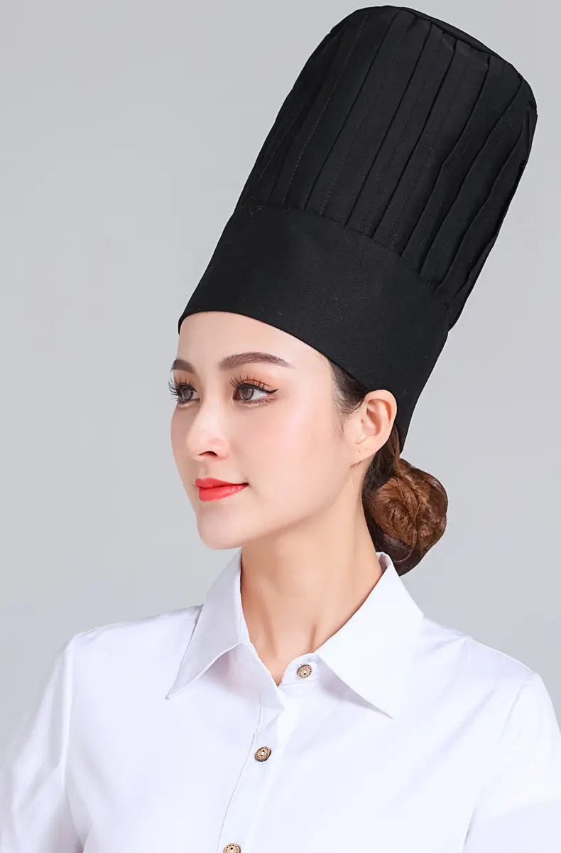 Extra High Chef Work Cap Cotton Thickened White Hotel Chef Kitchen Mushroom Cap Western Restaurant with elastic — feature 14
