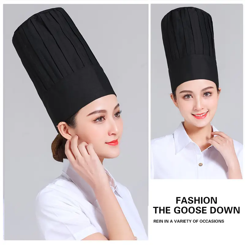 Extra High Chef Work Cap Cotton Thickened White Hotel Chef Kitchen Mushroom Cap Western Restaurant with elastic — feature 5