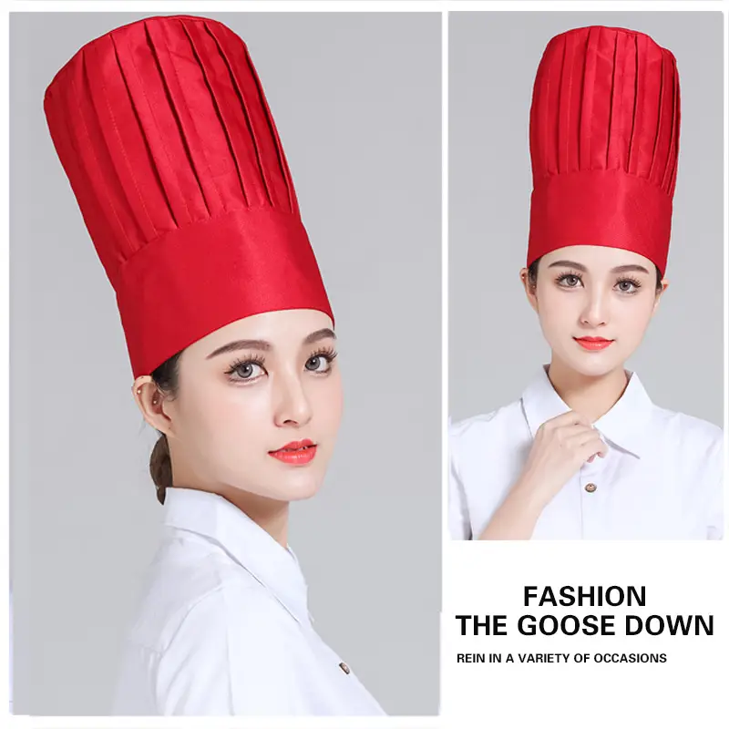 Extra High Chef Work Cap Cotton Thickened White Hotel Chef Kitchen Mushroom Cap Western Restaurant with elastic — feature 6