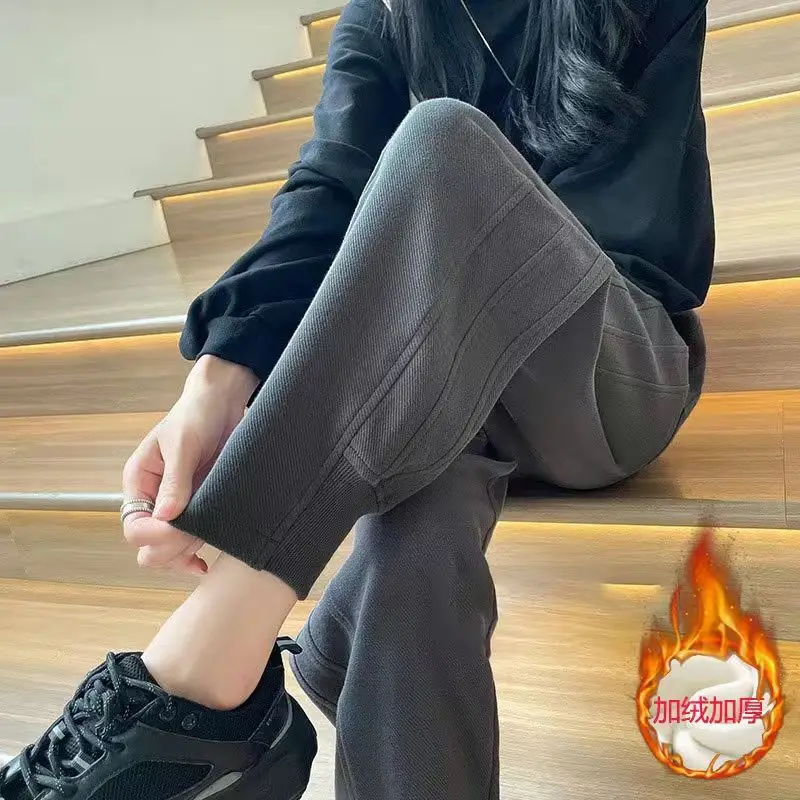 Women Fleece Lined Jogger Pants Slimming Loose Fit