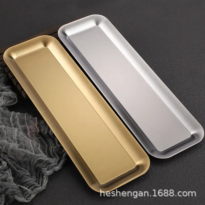 304 Stainless Steel Rectangular Plate Long Gold Sushi Barbecue - Image 8