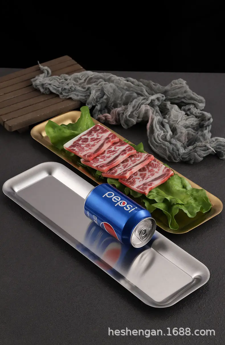 304 Stainless Steel Rectangular Plate Long Gold Sushi Barbecue — feature 13