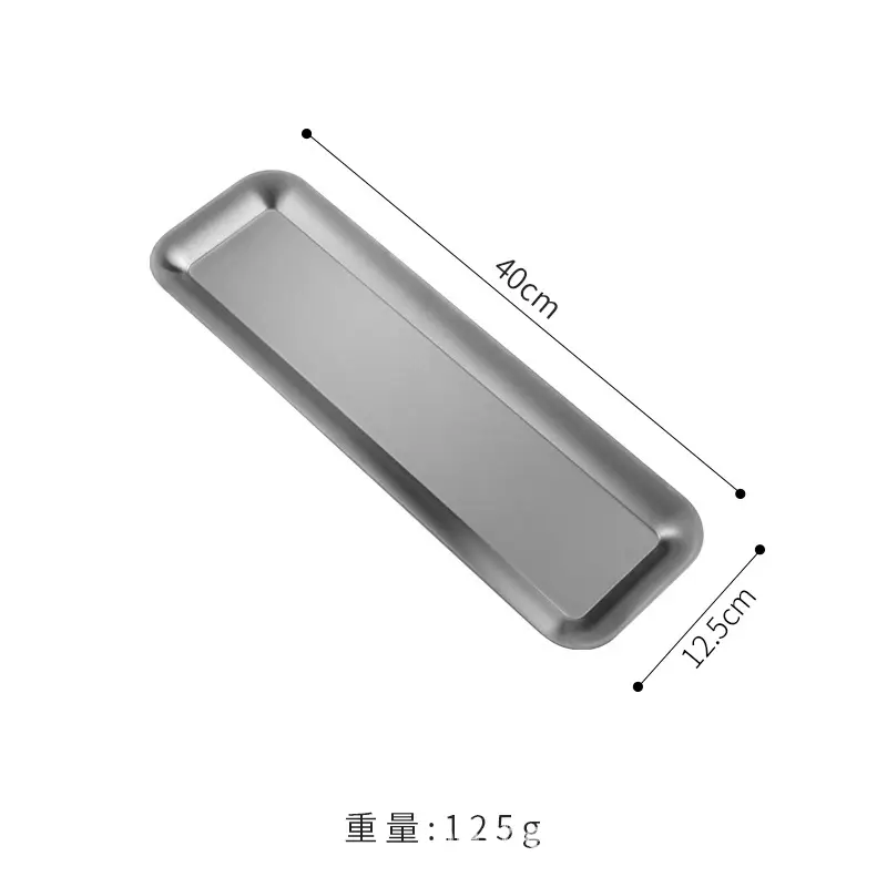 304 Stainless Steel Rectangular Plate Long Gold Sushi Barbecue - Image 2