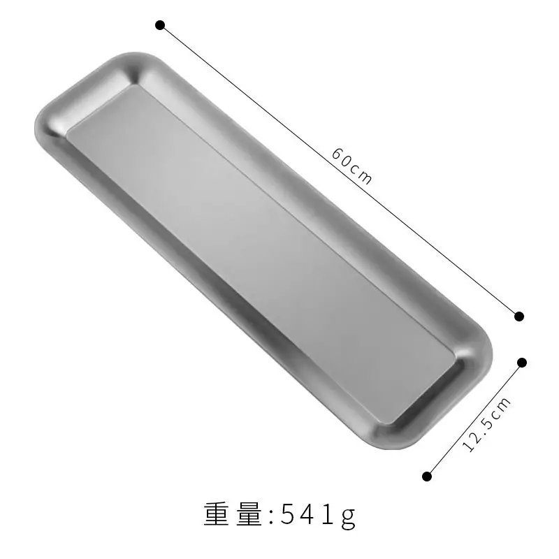 304 Stainless Steel Rectangular Plate Long Gold Sushi Barbecue - Image 3