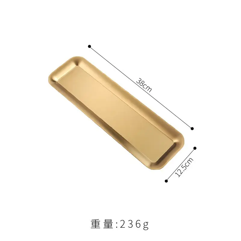 304 Stainless Steel Rectangular Plate Long Gold Sushi Barbecue - Image 4