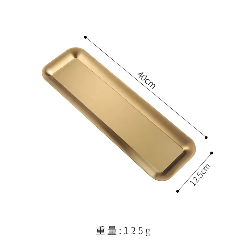 304 Stainless Steel Rectangular Plate Long Gold Sushi Barbecue - Image 5