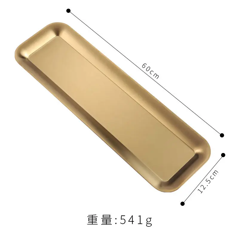 304 Stainless Steel Rectangular Plate Long Gold Sushi Barbecue - Image 6