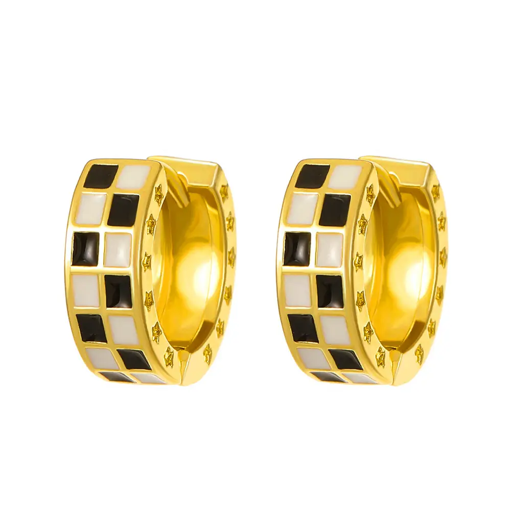 2022 Checkered Earrings Women's Light Luxury Niche Design - Image 2