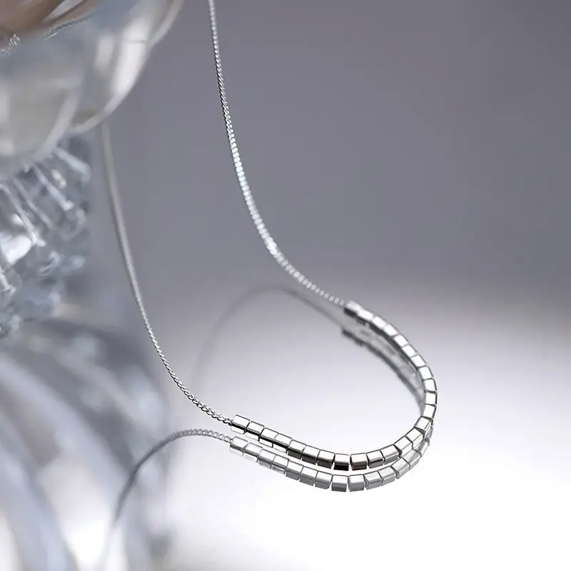 Silver Geometric Clavicle Necklace for Women - Image 3