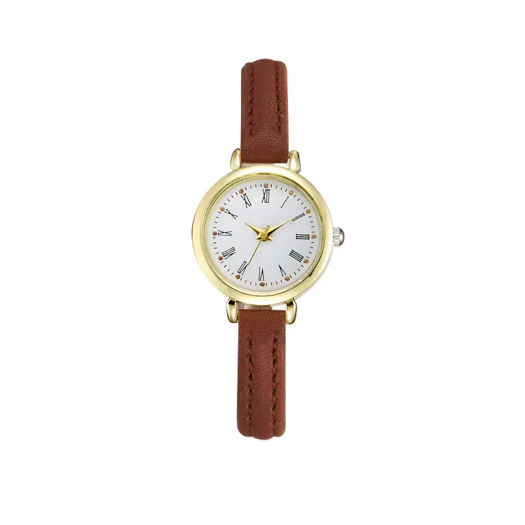 Women's Roman Numeral Quartz Watch Brown Strap - Image 5