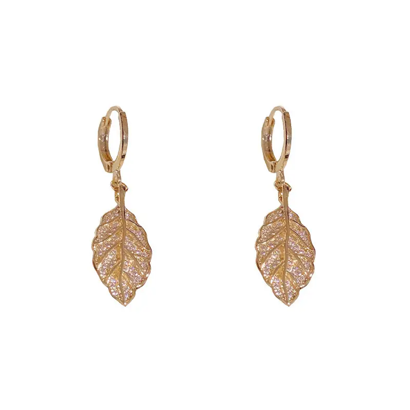 Golden Leaf Ear Buckle Earrings for Women