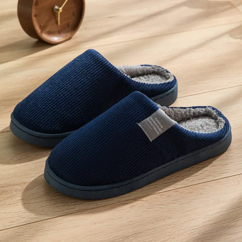 Cotton slippers women autumn and winter couples home warm non-slip plush thick bottom indoor cotton slippers men winter