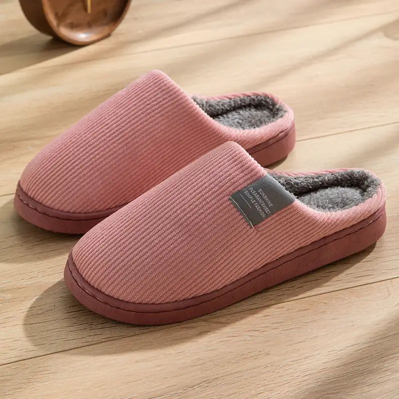 Cotton slippers women autumn and winter couples home warm non-slip plush thick bottom indoor cotton slippers men winter