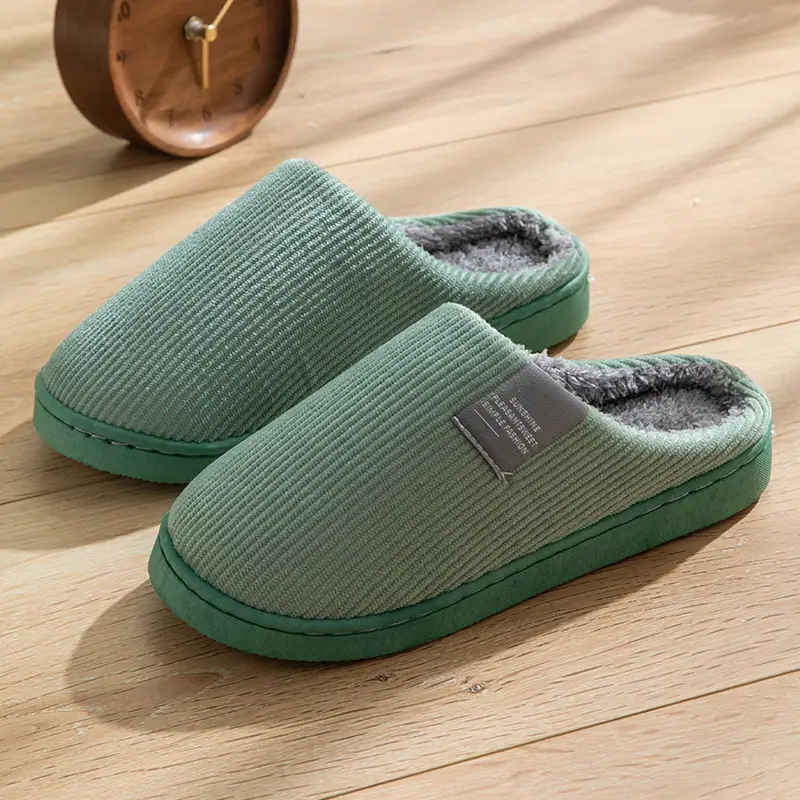 Cotton slippers women autumn and winter couples home warm non-slip plush thick bottom indoor cotton slippers men winter