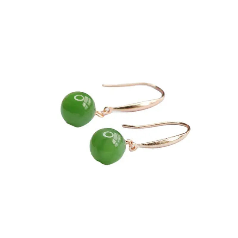 Green Jade Jadeite Stud Earrings for Women - Image 6