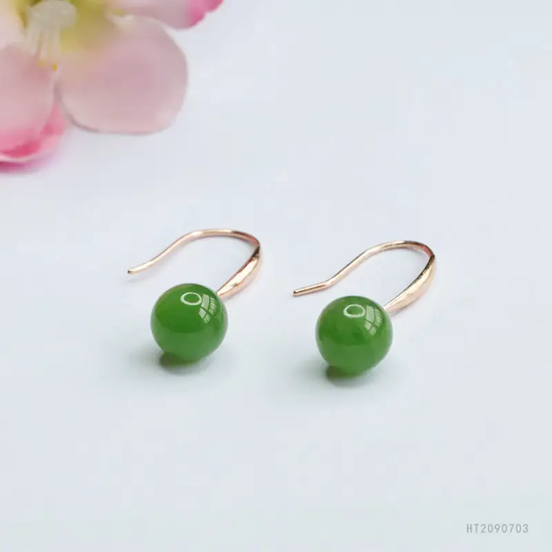 Green Jade Jadeite Stud Earrings for Women — feature 7