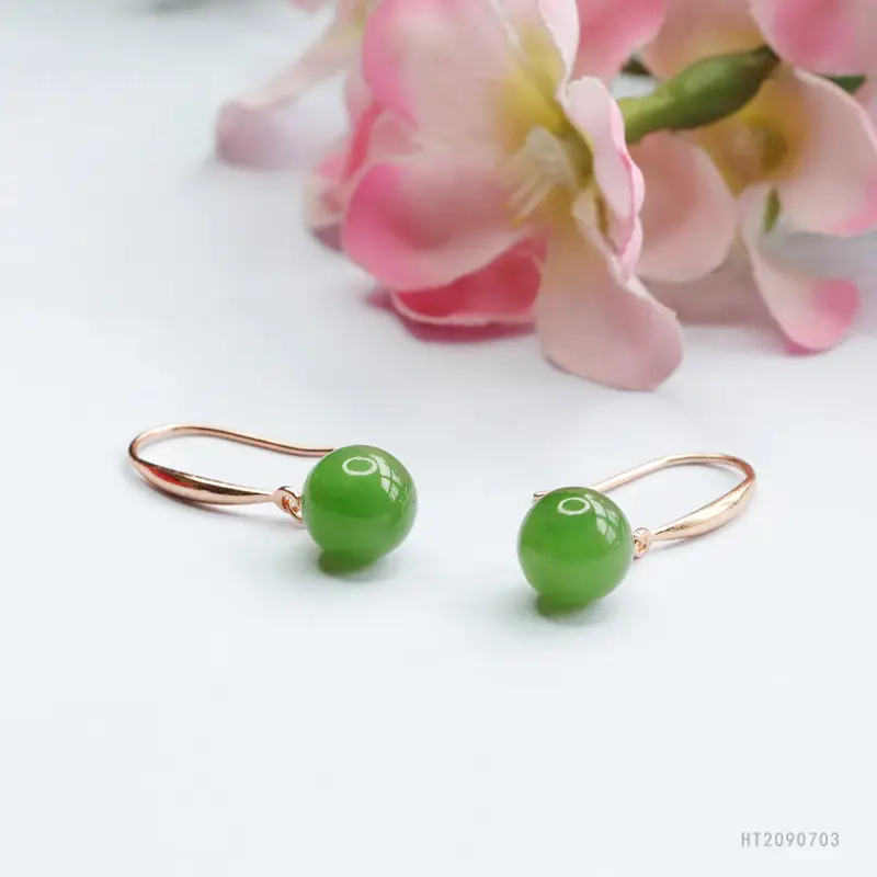 Green Jade Jadeite Stud Earrings for Women — feature 9