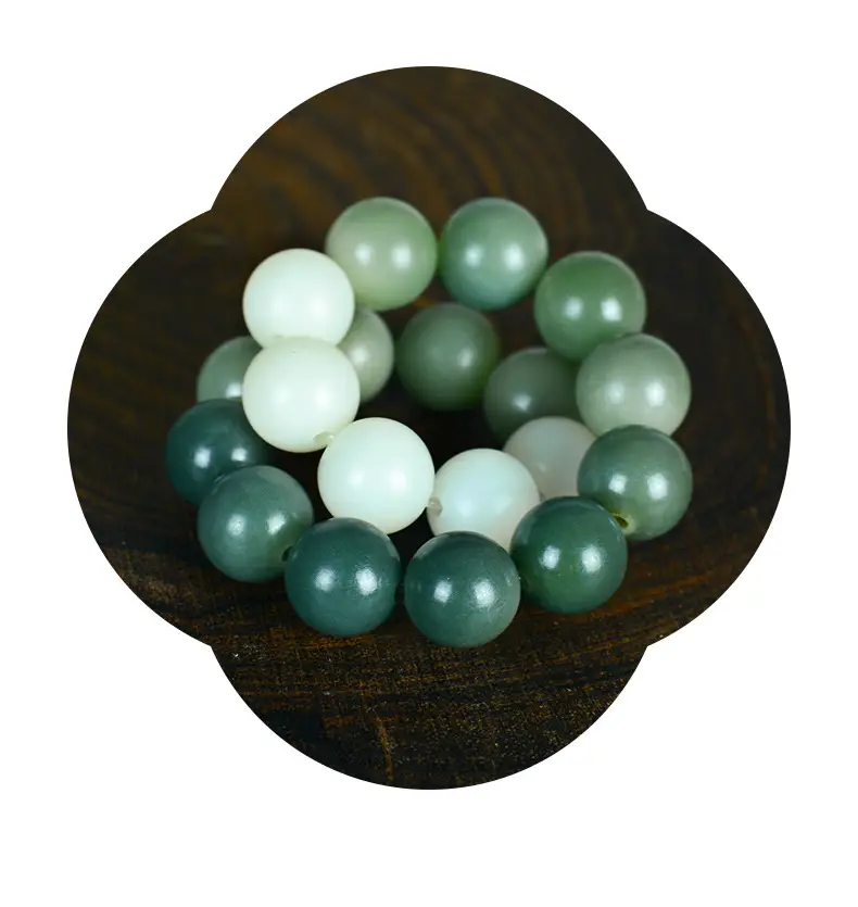 Gradient Green White Jade Bodhi Root Bracelet for Men Women — feature 11