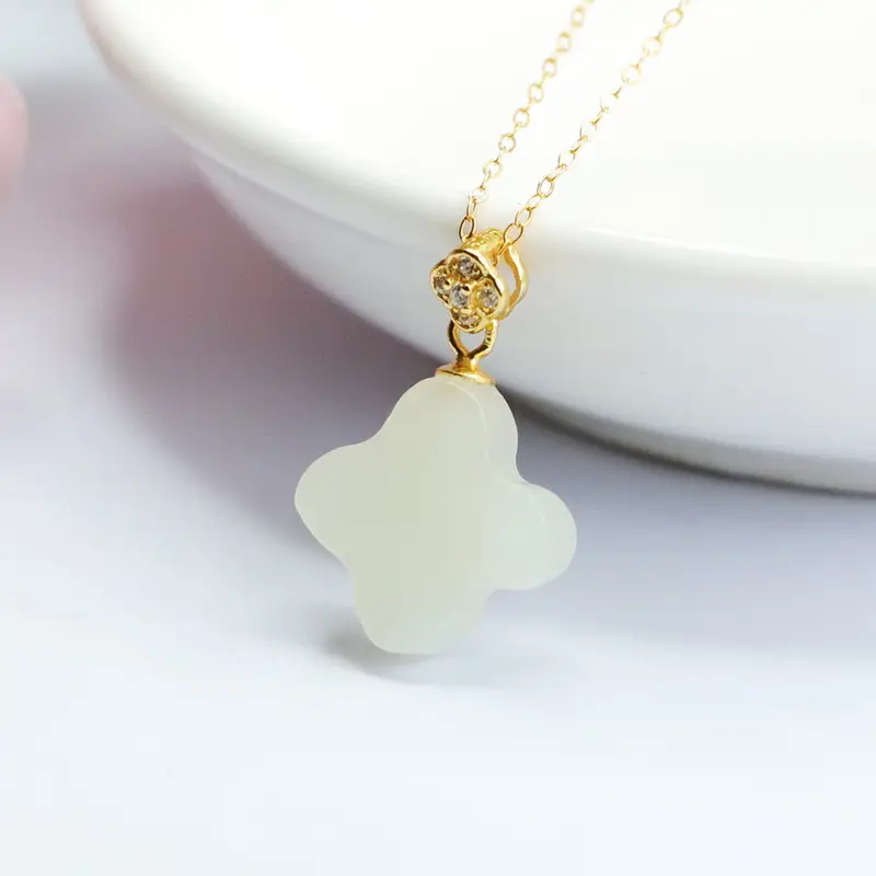 Guan Yu S925 Silver Inlaid Four-Leaf Clover Necklace for Women — feature 5
