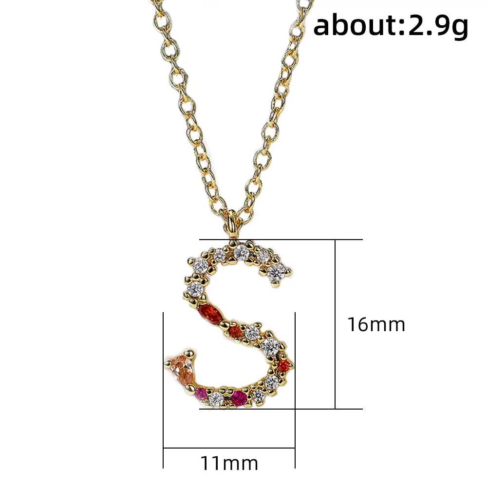 Cao Shi Cross-Crystal Letter S Necklace Gold Plated