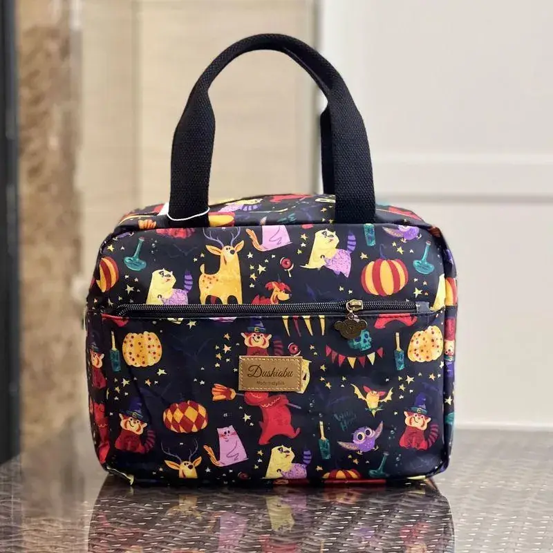 Blue Korean Style Lunch Box Bag with Bear Print - Image 10