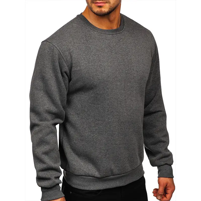 2022 Winter Velvet Men's Sweater Maroon Round Neck