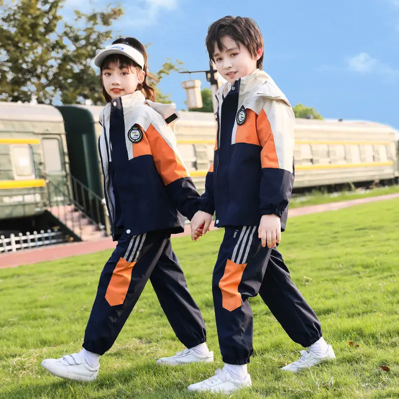 Kids Three-Piece Autumn Suit Navy Orange Kids - Image 5