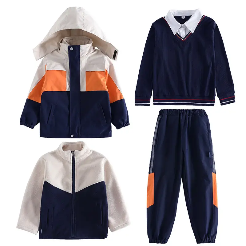 Kids Three-Piece Autumn Suit Navy Orange Kids - Image 6