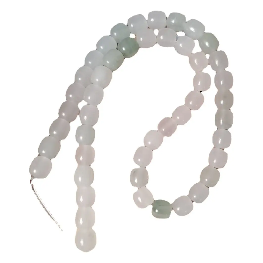 Natural Xinjiang Tianshan Emerald Round Beads Loose Jade Floating Flower Semi-Finished