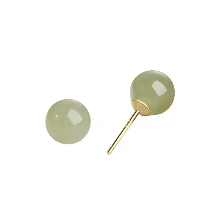 S925 Sterling Silver Natural Hetian Jade Earrings