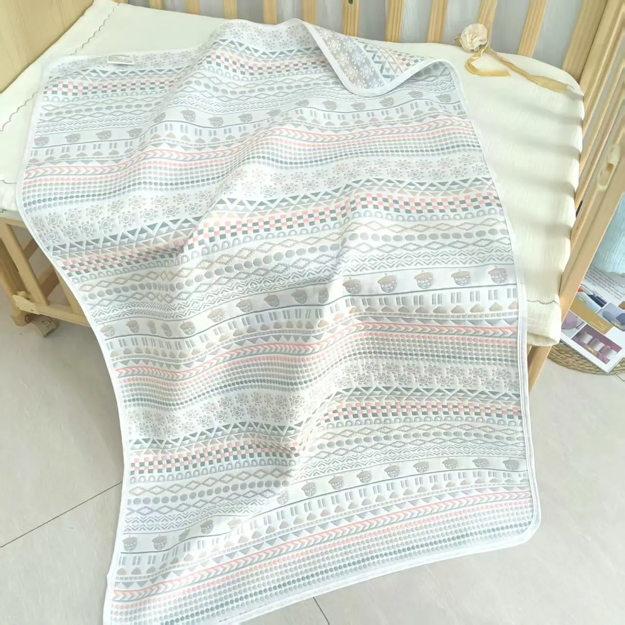 Soft Gauze Baby Stroller Mat Single Six Layer Pure Cotton