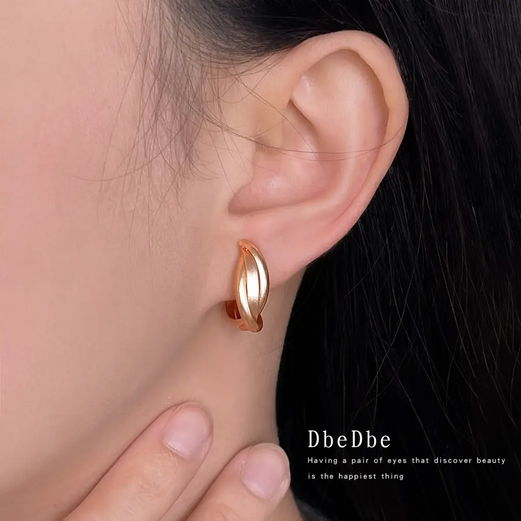 Copper Plated Geometric Ear Clips Without Holes - Image 4