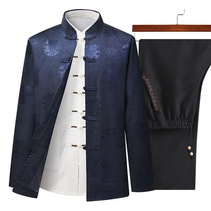 Men's Red Embroidered Tang Suit Spring Autumn - Image 5
