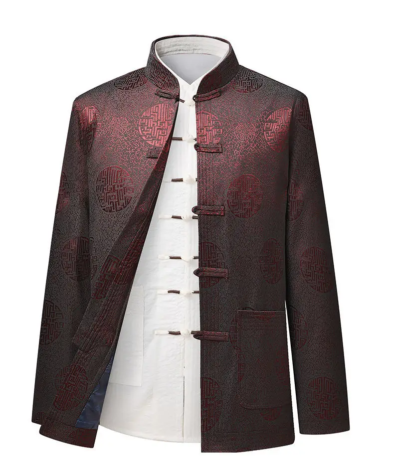 Men's Red Embroidered Tang Suit Spring Autumn — feature 14